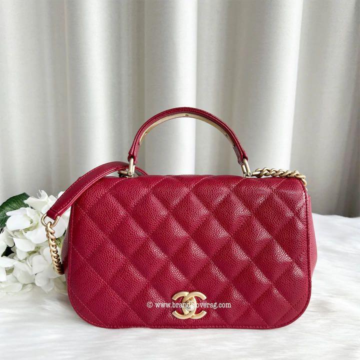 ✖️SOLD✖️ Chanel Top Handle Flap Bag in Raspberry Red Caviar AGHW, Luxury,  Bags & Wallets on Carousell