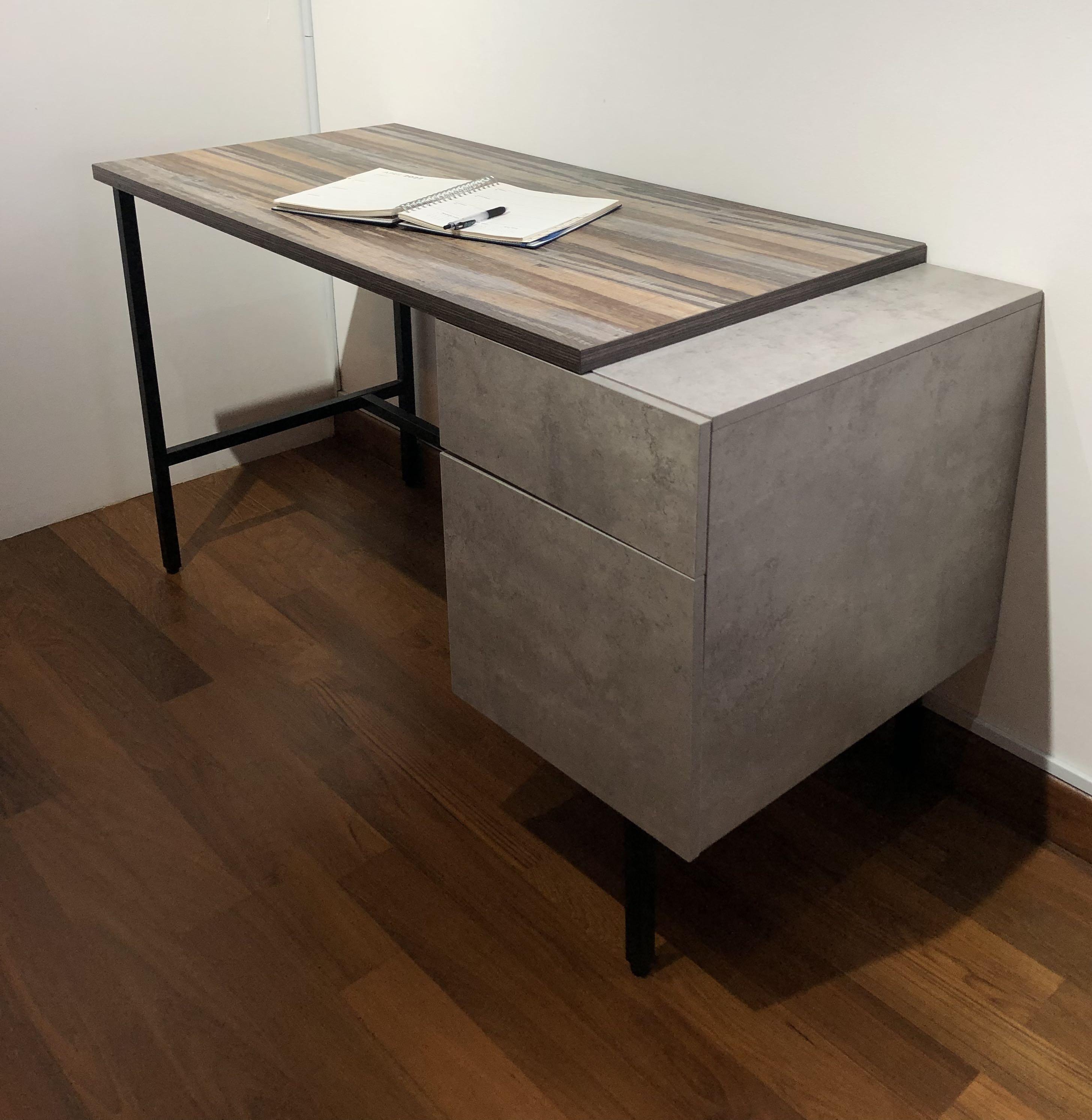 Concrete and Wooden Study Desk