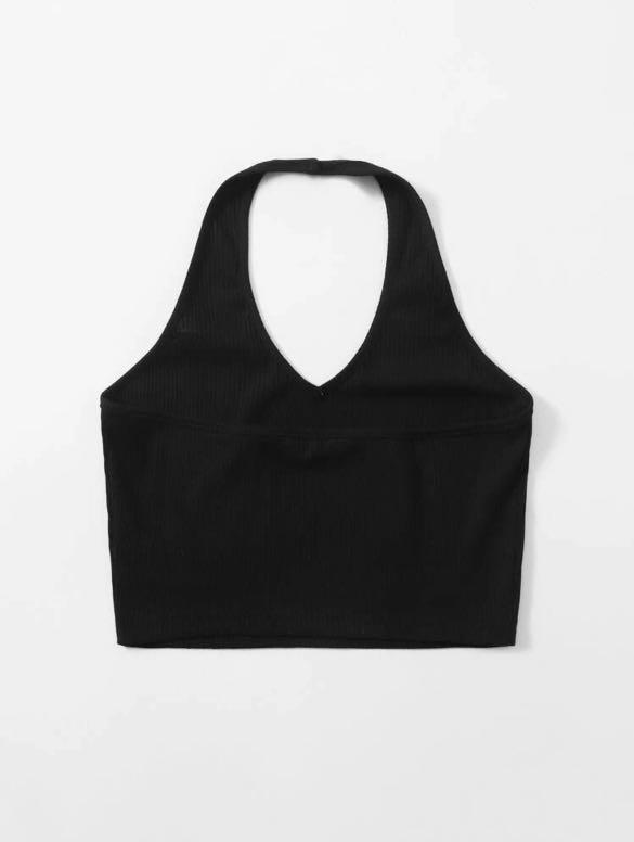 Backless Crop Halter Top, Women's Fashion, Tops, Sleeveless on Carousell