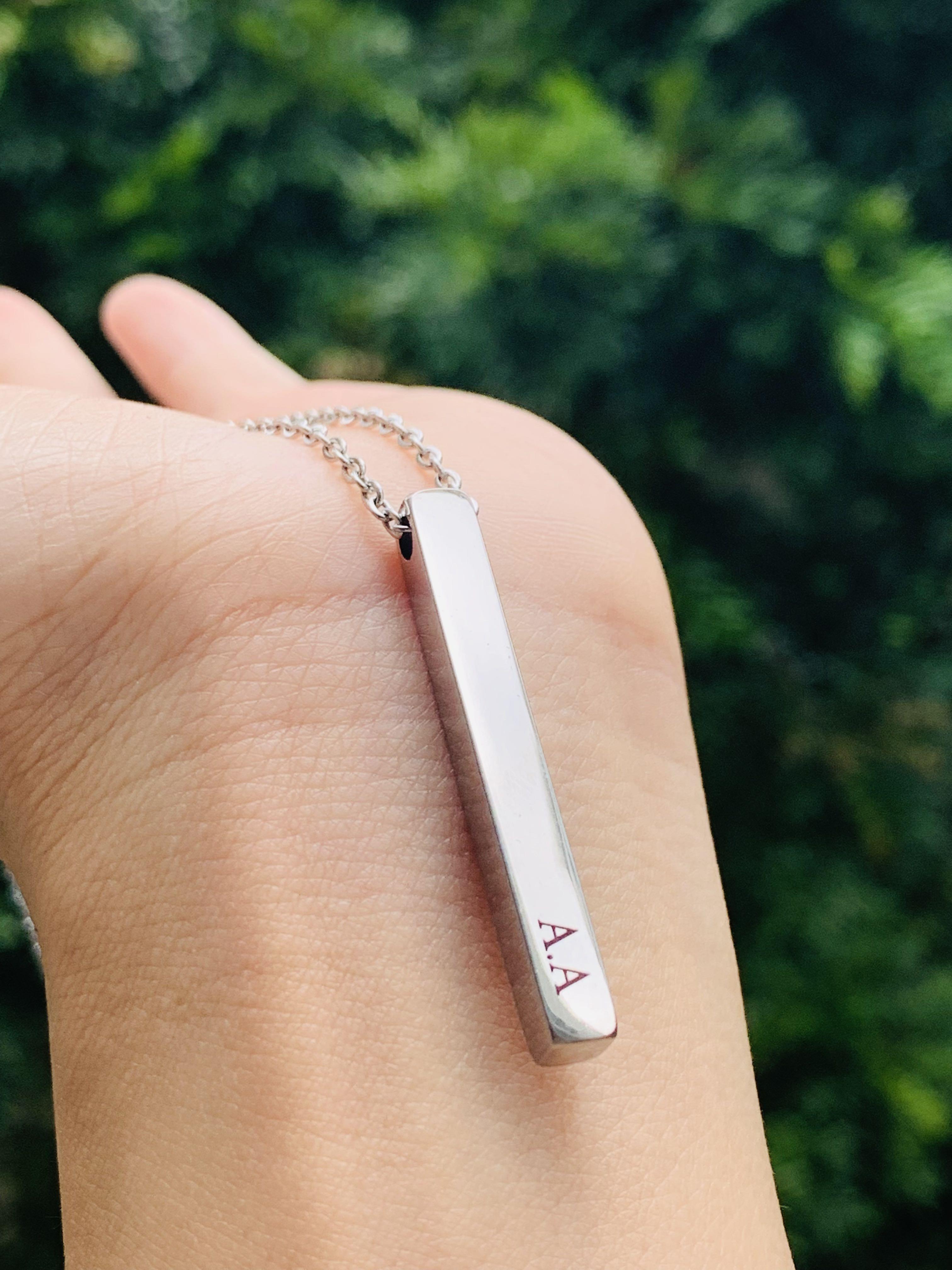 Custom Engrave Bar Necklace For Men and Women Minimalist Jewelry