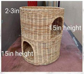 Custom Rattan Pet House Condo Bed and Cushions
