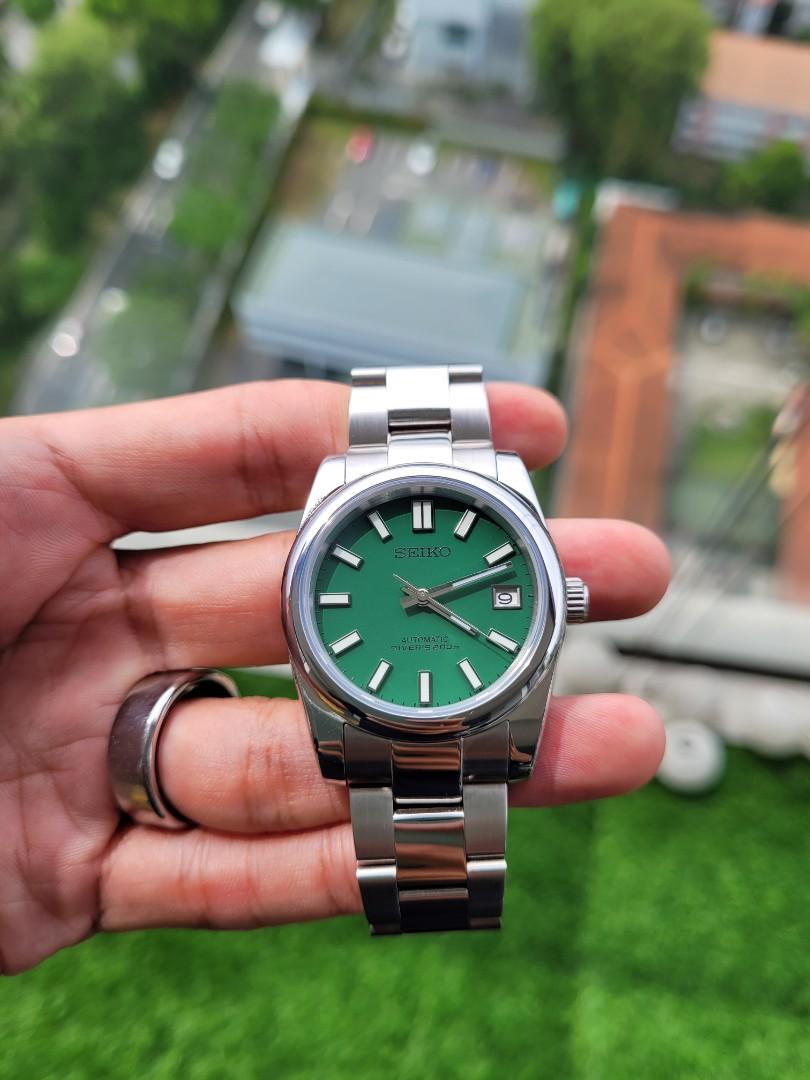 Custom Seiko Oyster Perpetual Green 36mm, Luxury, Watches on Carousell