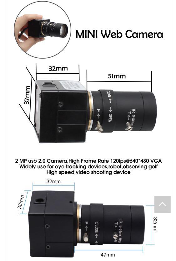2MP Camera USB 30fps/60fps/120fps 1/2.7 CMOS OV2710 2 Megapixel USB PC  camera ,mini usb webcam 1080P with 5-50mm Varifocal lens