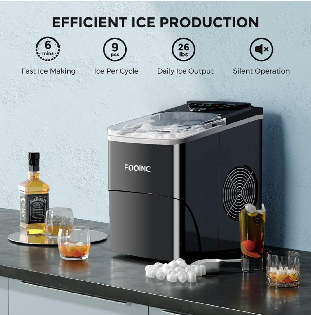 Fooing HZB12BS Ice Makers Countertop, 9 Cubes Ready in 6 Mins, 26lbs