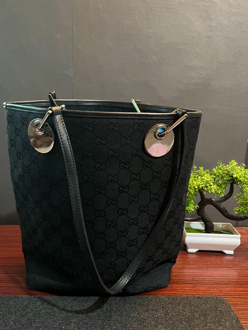 Gucci black canvas tote new arrivals