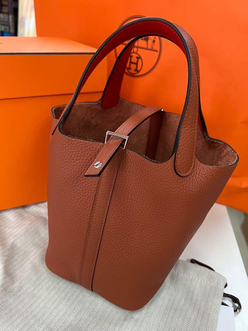 Hermes Picotin Lock Eclat bag PM Rouge sellier/Anemone Clemence  leather/Swift leather Silver hardware