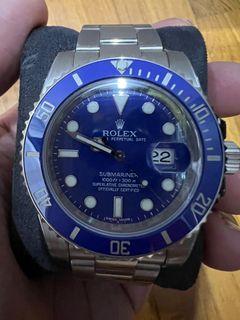 Highly sought after discontinued Rolex Submariner 116619LB Smurf for sale