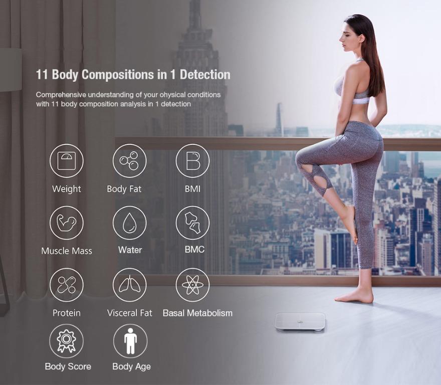 Huawei AH100 Digital Smart Weighing Scale Body Fat Scale White 9 Body Compositions in 1 Detection Health Nutrition Health Monitors Weighing Scales on Carousell