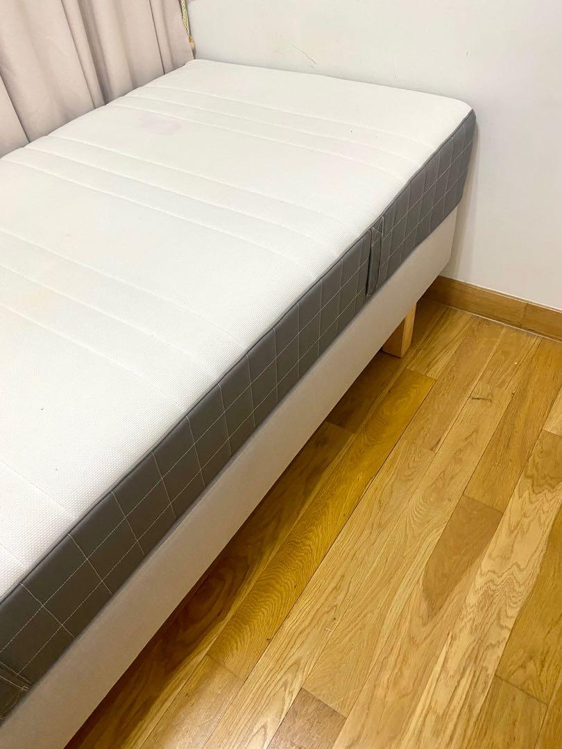 Ikea HOVAG bed mattress and bed frame (Single Size), Furniture & Home