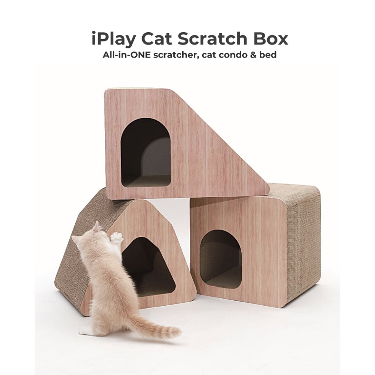 iPLAY Cat Scratch Box Cat Lounge / Cat Condo / Scratcher Pad, Pet