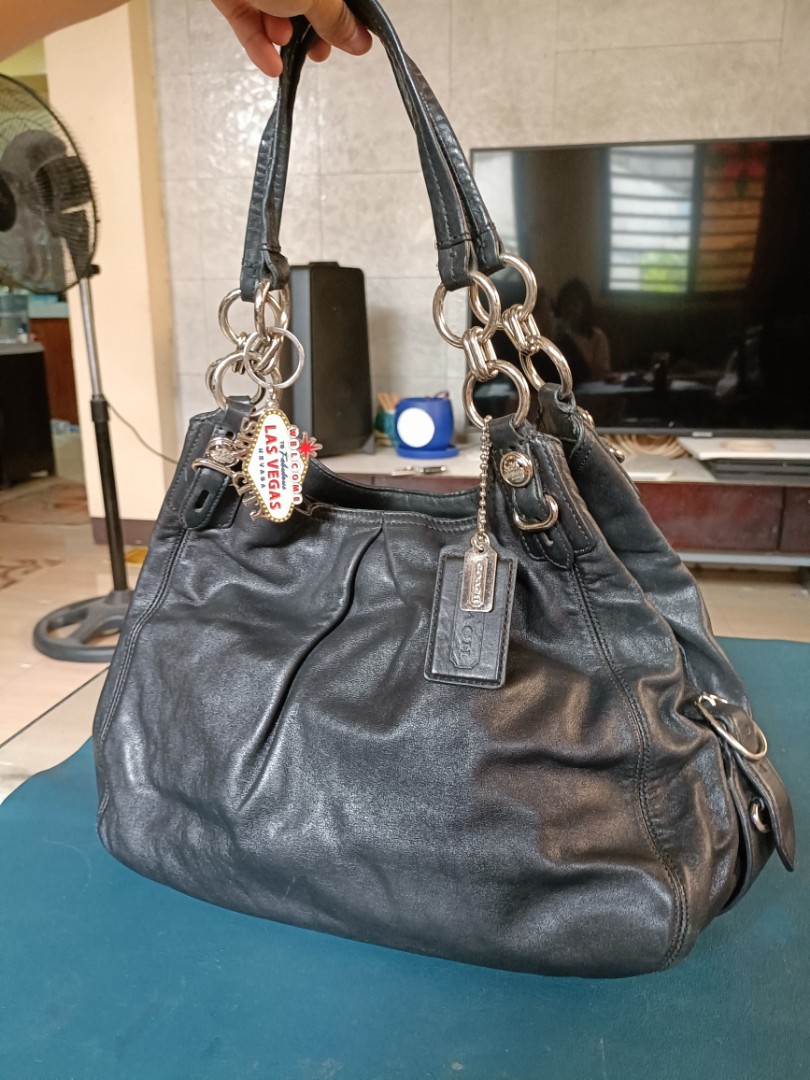Original Coach Madison Maggie Mia Black Leather Shoulder Bag Model 15742