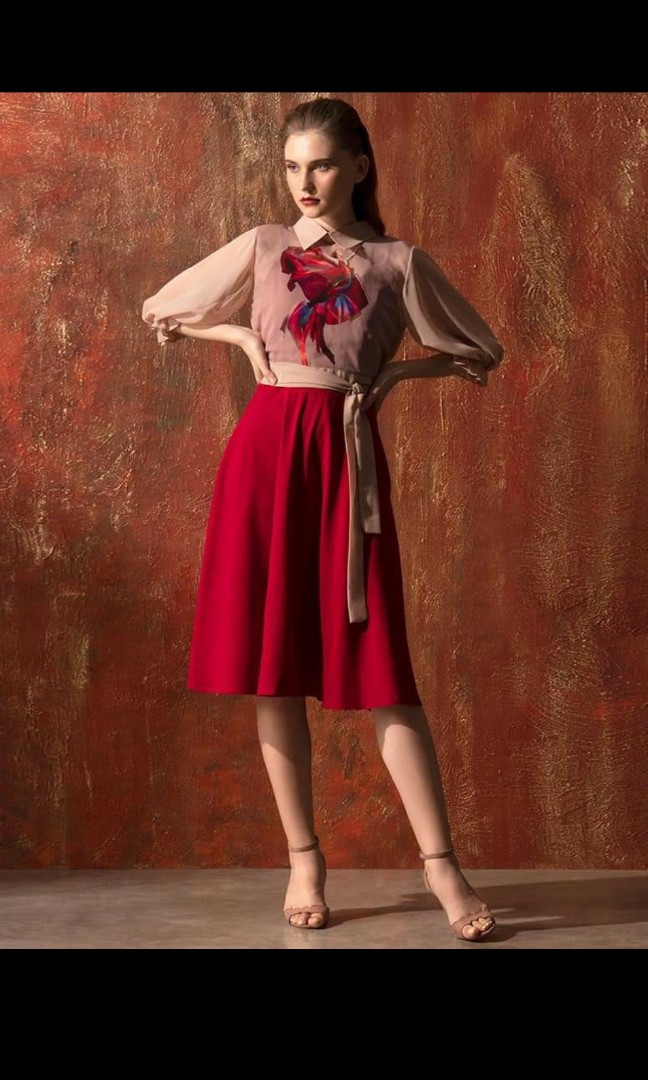 Plains and prints red dress online
