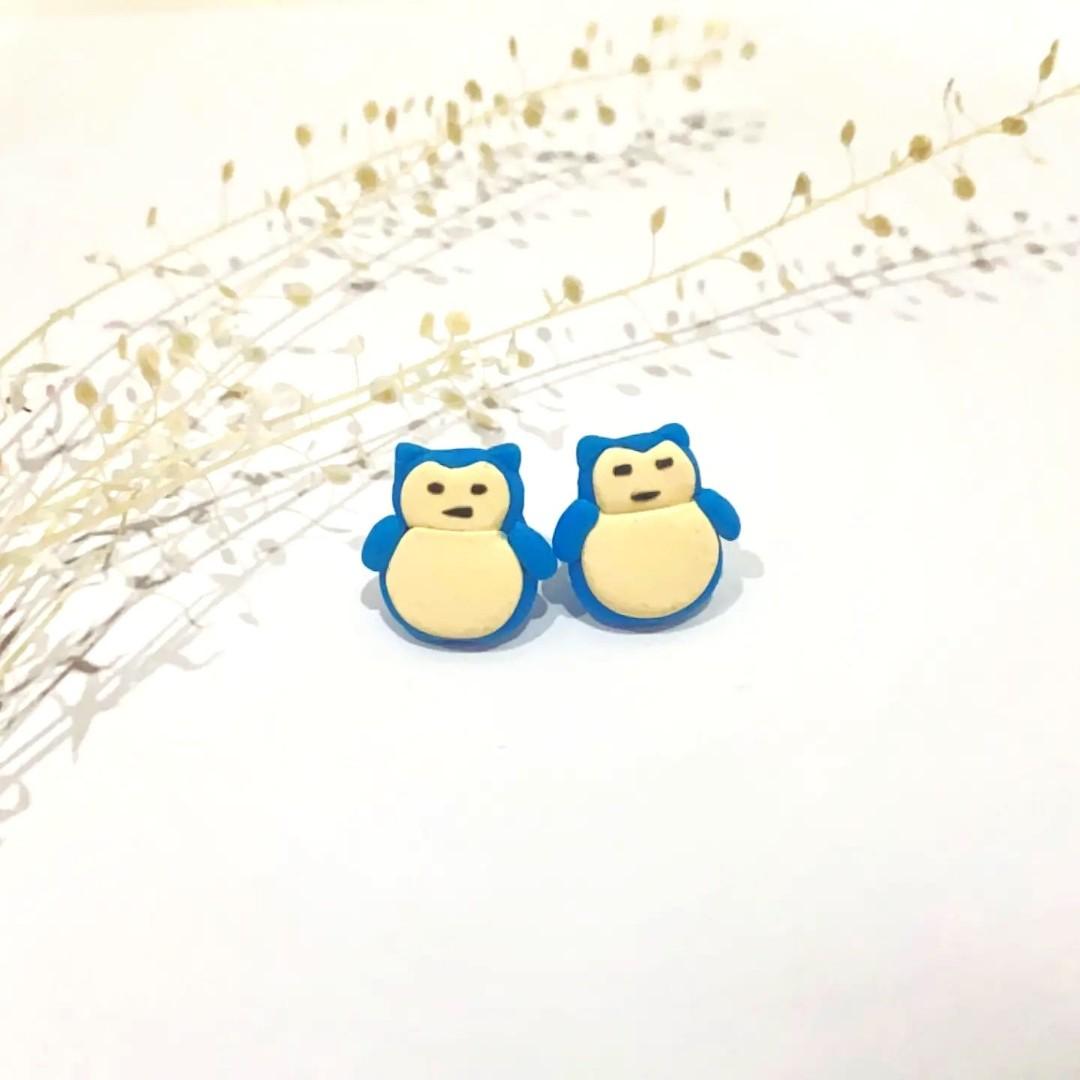 Pokemon Handmade Clay Earrings Snorlax