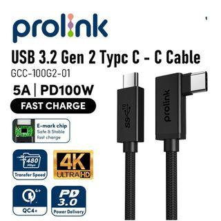 2M Prolink GCC-100G2-01 100W 4K@60Hz USB Type C-C PD Cable USB 3.2 Gen 2 Nylon Braided