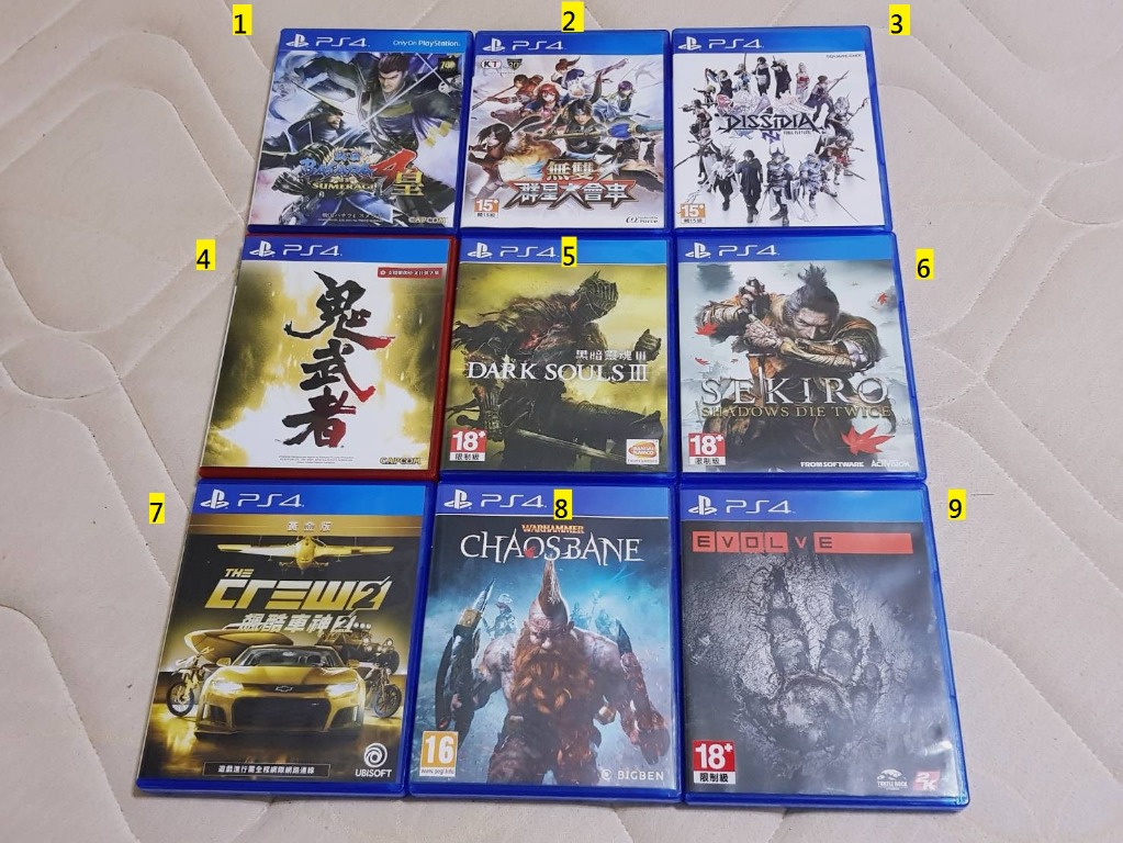 PS4戰國BASARA 4皇、隻狼、黑暗靈魂3等遊戲片(每片售價不同), 電玩遊戲