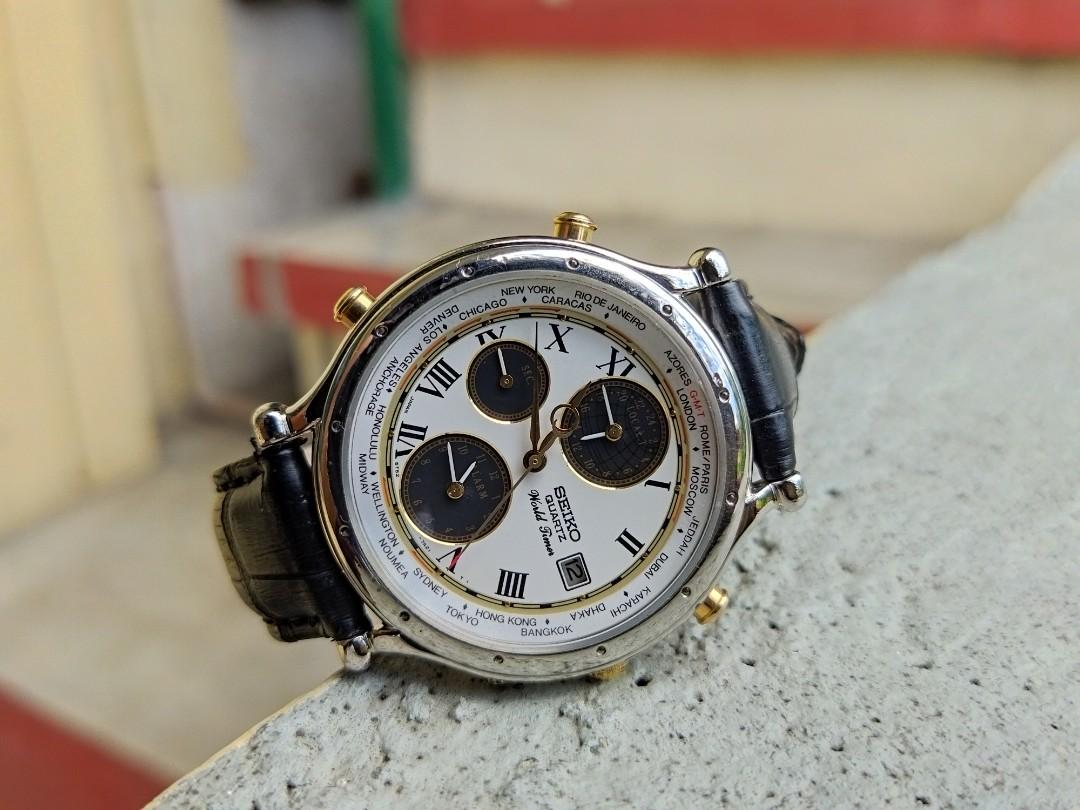 Rare Vintage Seiko 5t52 Panda Worldtime Chrono Alarm, Luxury, Watches on  Carousell