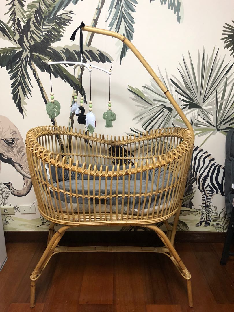 RUSH Rattan baby bed cot crib with reversible baby lounge