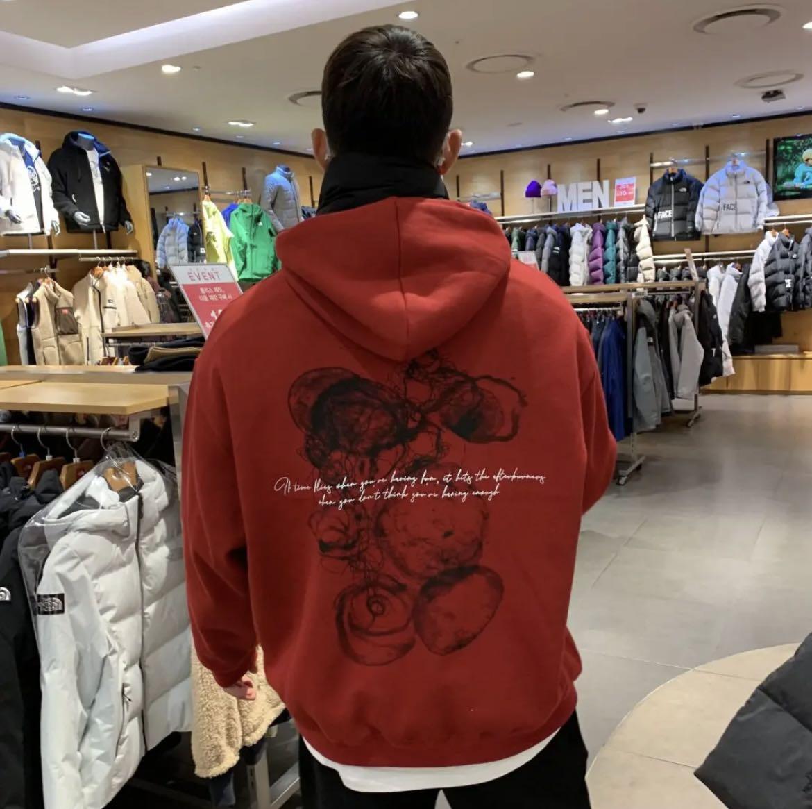 Winter Red Hoodie inner fleece material Men s Fashion Tops