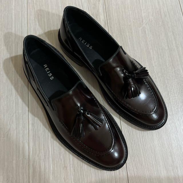Reiss moray tassel loafers in bordeaux leather