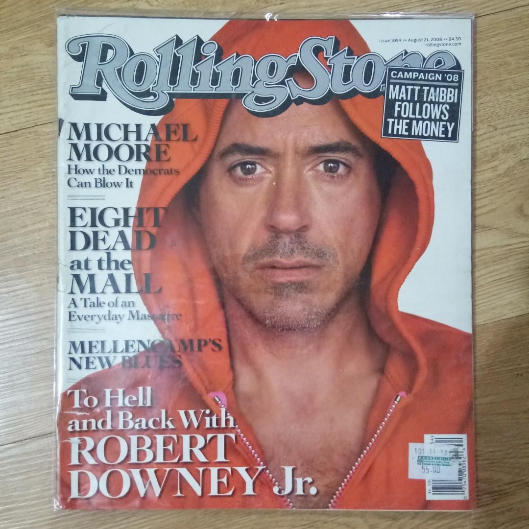 Robert Downey Jr. - Rolling Stone Magazine Aug2008 (Category: Magazines) located in Taguig. Submitted by garagesale_ph (Listing ID 1147888862, Image 1). Description: Old copy. Has small tears and visible wear on the cover. But pages are complete and in good condition. Iron Man.