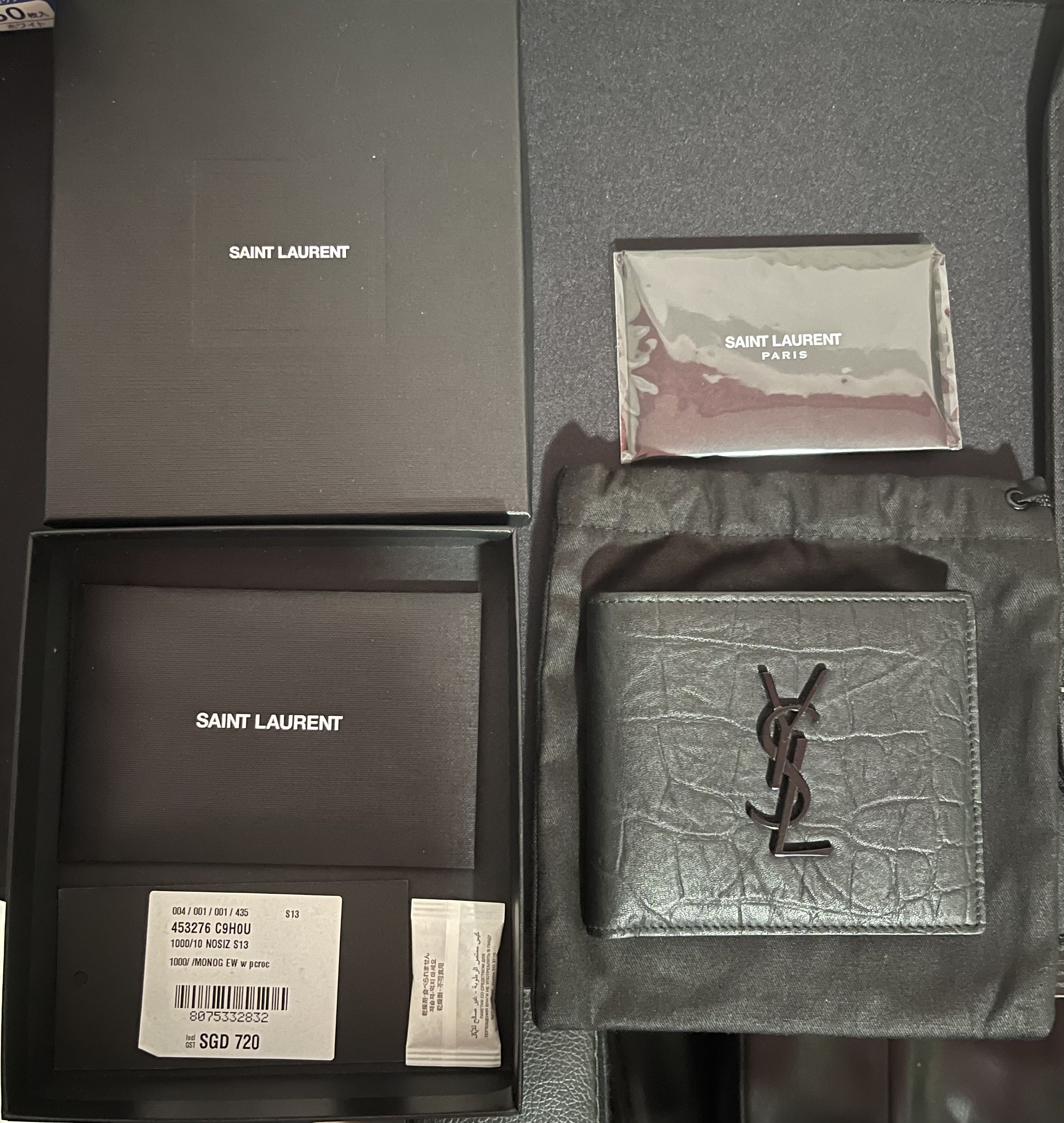 Review of Saint Laurent East West Monogram Crocodile Embossed Wallet 