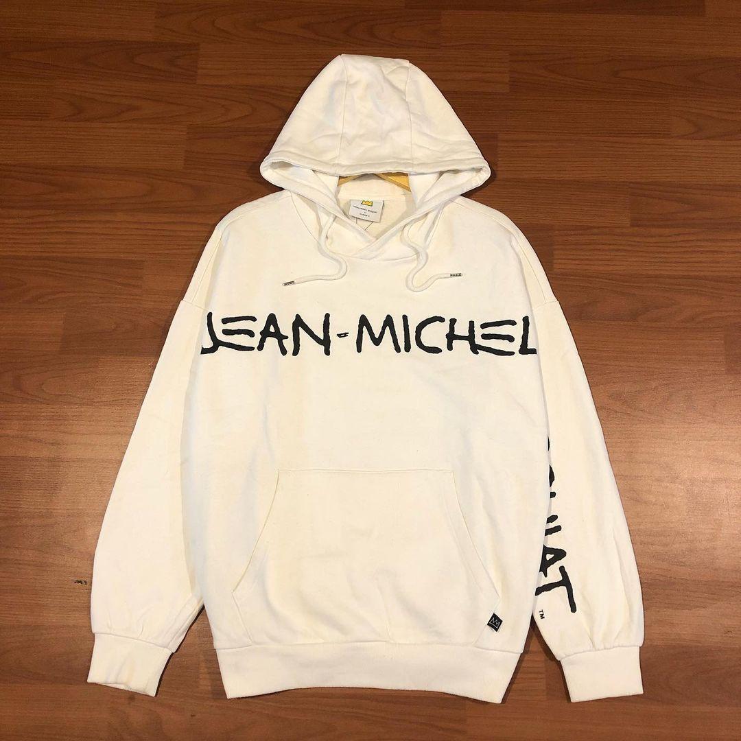 SALE u003eu003e JEAN MICHEL BASQUIAT x CLRIDE.N STREETWEAR HOODIE WHITE LIKE NEW,  Fesyen Pria, Pakaian , Baju Luaran di Carousell
