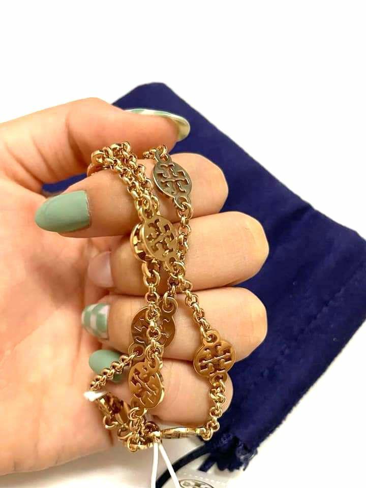 Tory burch multi strand logo new arrivals bracelet