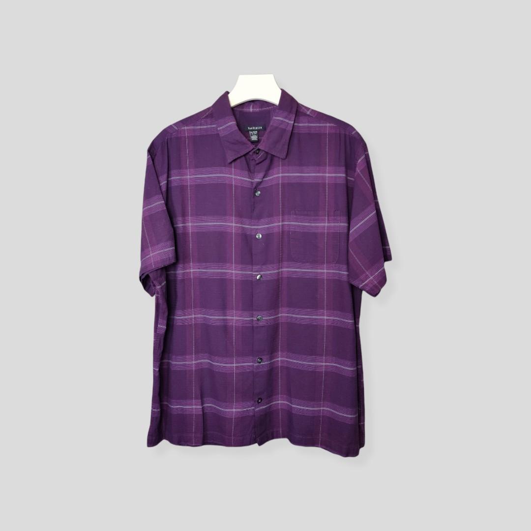 VAN HEUSEN PURPLE PLAID SHIRT, Men's 