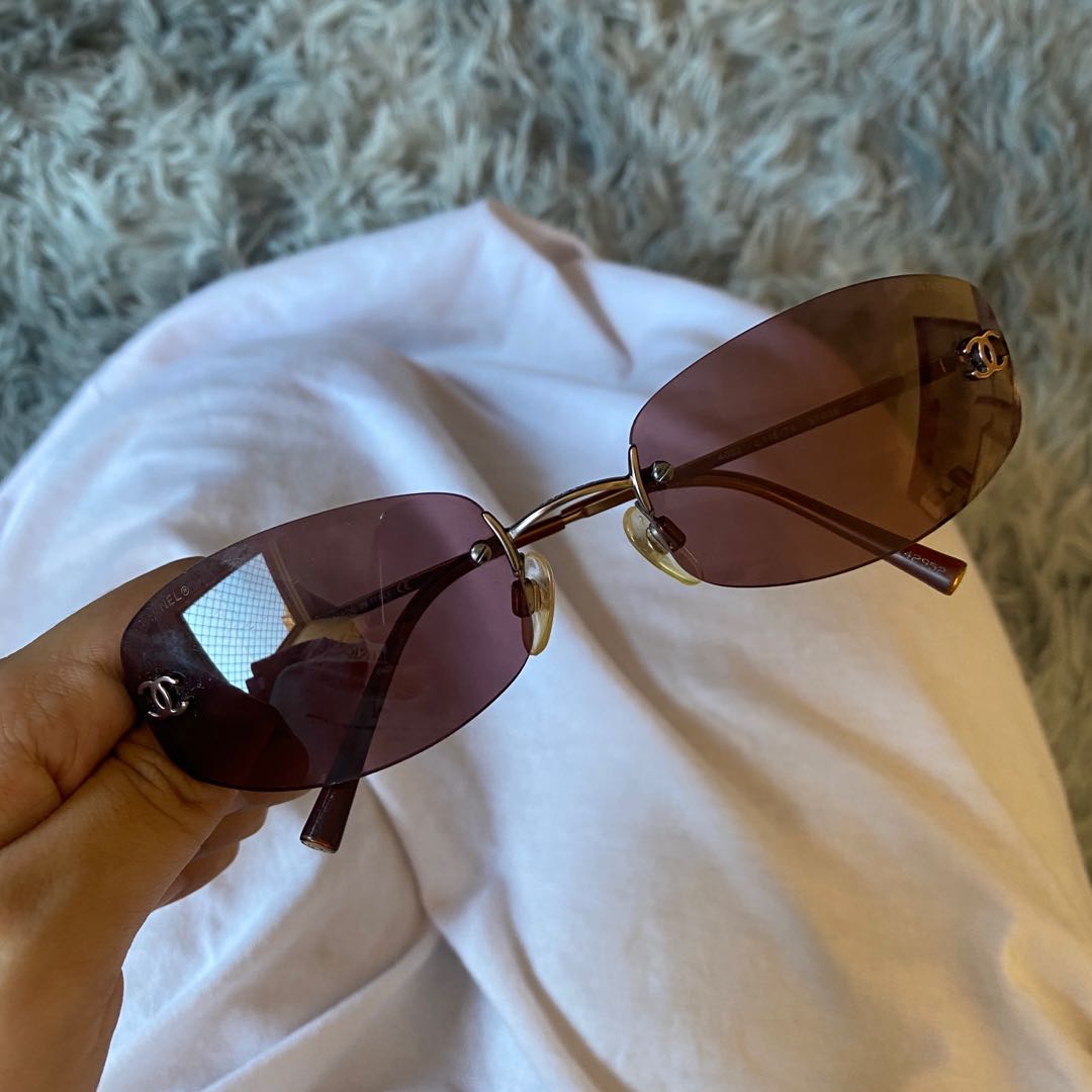 vintage chanel rimless sunglasses, Luxury, Accessories on Carousell