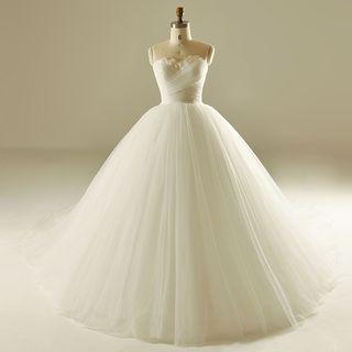 Wedding Dress 2021 New Bandeau Slim And Simple Super Sen Sen Sen Fantasy Puff Skirt Bride Long Tail Main Wedding Dress