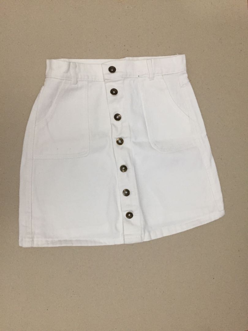 White Maong Button Skirt, Women's Fashion, Bottoms, Skirts on Carousell