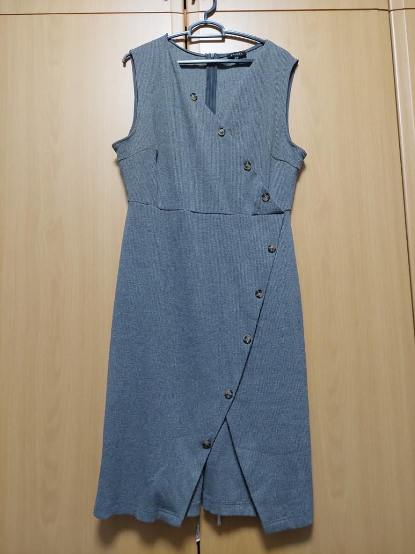 Zalora dark grey work dress plus size Women s Fashion Dresses