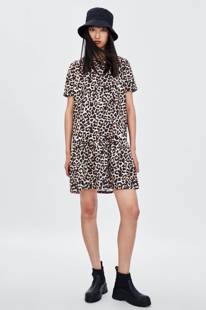 Zara Leopard Animal Print Peplum Dress