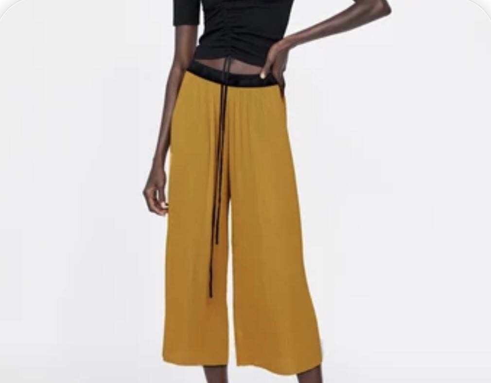 Zara Pleated Cullotes| Zara Mustard 