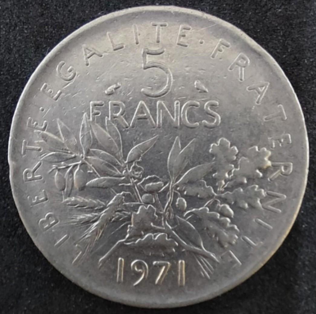 1971)法國5法郎(流通幣)/France 5 Francs(Circulation coins )(Ref785), 興趣及遊戲,  收藏品及紀念品, 錢幣- Carousell