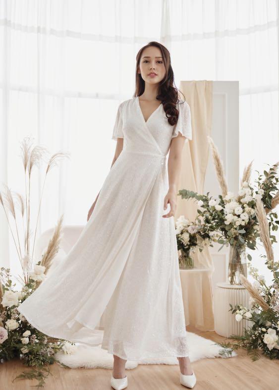 White wrap outlet dress wedding