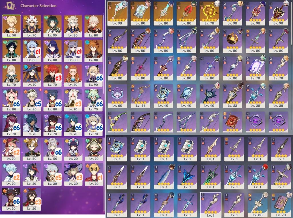 Compte Genshin Impact EU - AR 57 - 18 Personnages 5* (Albedo C3, Keqing C3...)