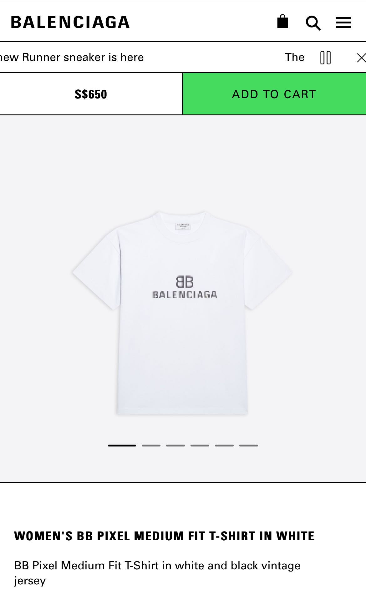 Balenciaga tee pixel white, Men's 
