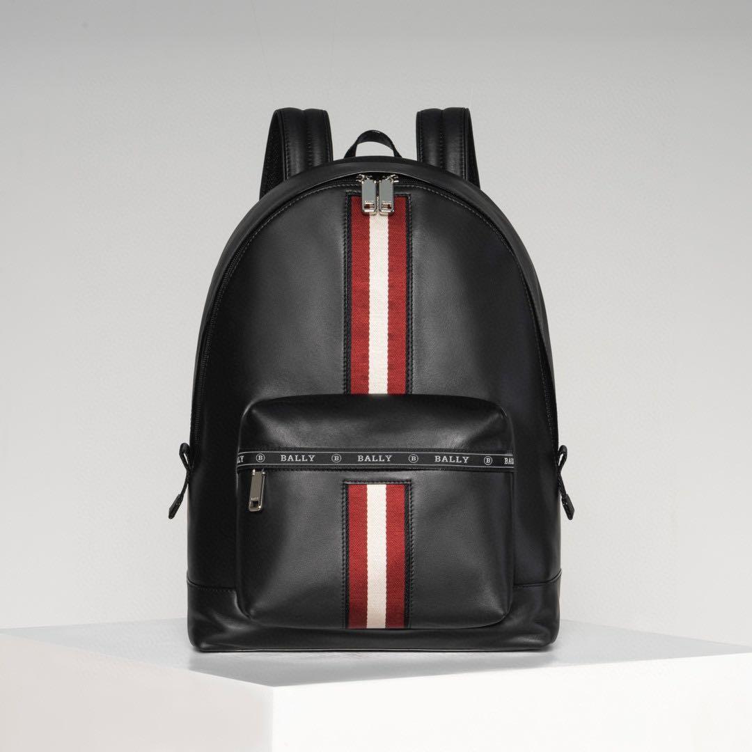 Bally full leather backpack black