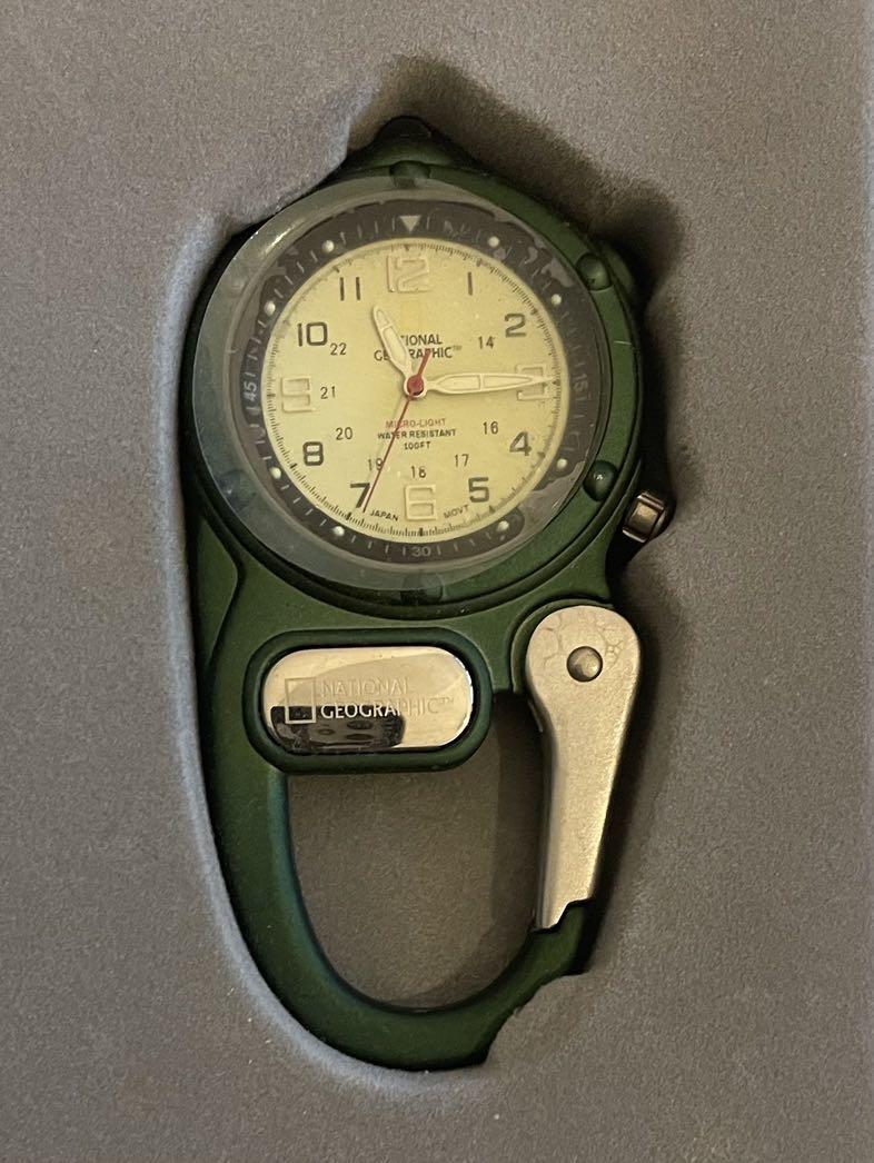 BN Vintage COLLECTION NATIONAL GEOGRAPHIC x DAKOTA mini clip micro light carabiner pocket watch for THE GREAT OUTDOORS Rare Limited Collectors
