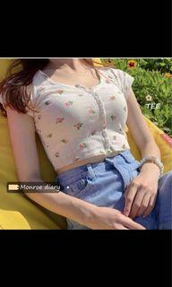 Button down floral crop top