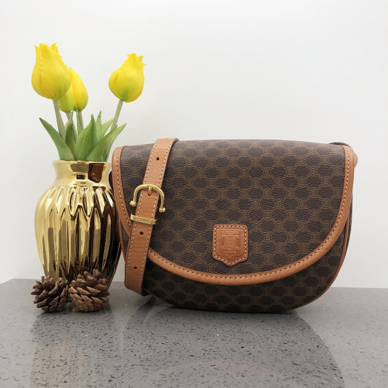 CELINE Macadam Monogram Crossbody Flap Bag in Trotteur Shape