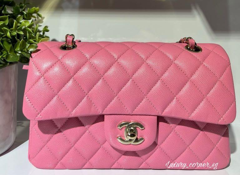 CHANEL CLASSIC SMALL 21P DARK PINK CAVIAR LGHW, Luxury, Bags & Wallets on  Carousell