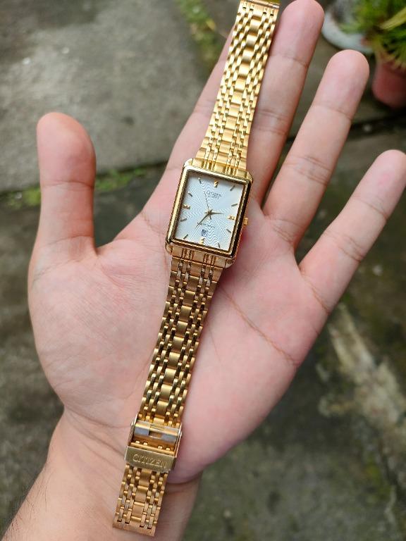 Citizen rectangle gold watch