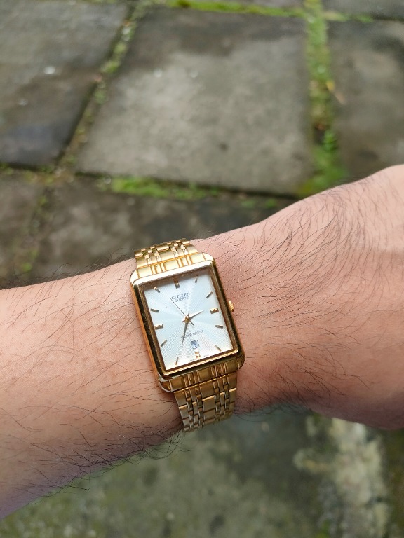 Citizen rectangle gold watch