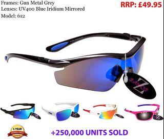 RayZor Uv400 White Sports Wrap Sunglasses Vented Red Mirrored Lens RRP£49 612 