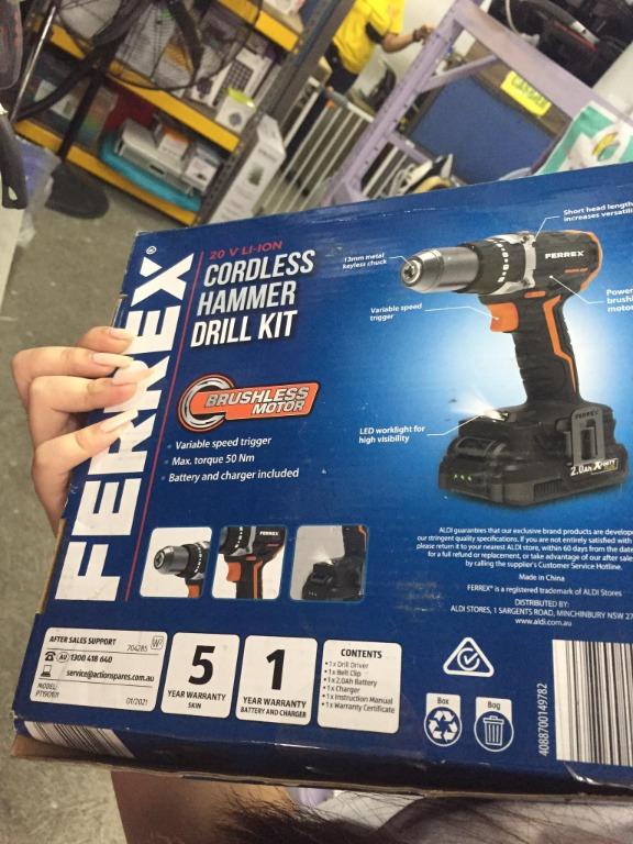 Cordless Hammer Drill Kit Brushless (Category: Home Improvement Tools & Accessories) located in San Pedro. Submitted by aus-plus (Listing ID 1152398935, Image 1). Description: Cordless Hammer Drill Kit Brushless Price: 3,500 Features: Variable speed trigger Max torque 50Nm 13mm keyless chuck 2.0Ah 20V Battery x 1 and charger x 1 included PLEASE READ FULL DETAILS BELOW: All items are from Australia SURPLUS/USED or BRAND NEW Tested and Working MODE