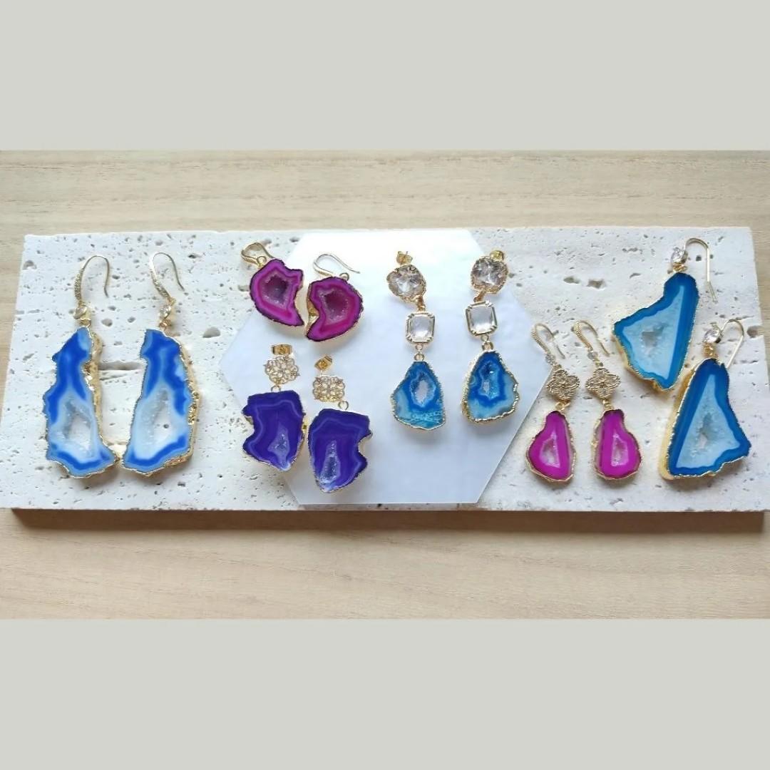Geode earrings studs sale