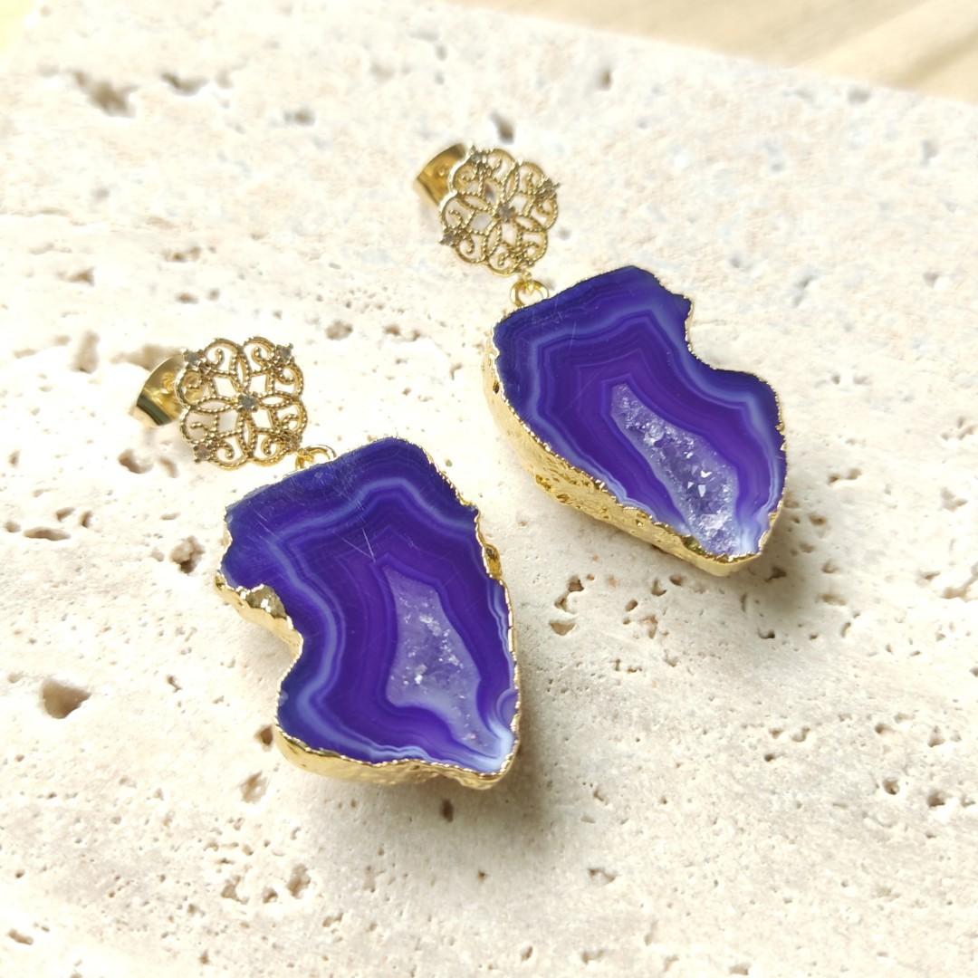 Geode earrings studs discount