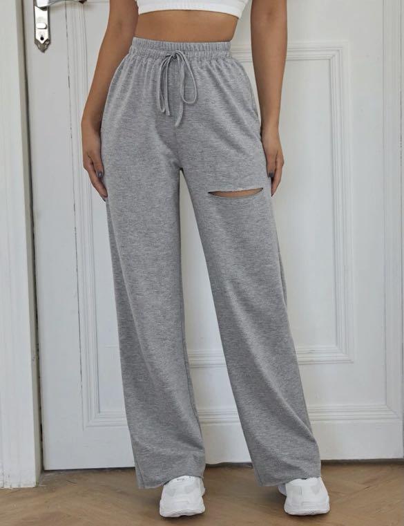 Grey deals ripped sweatpants